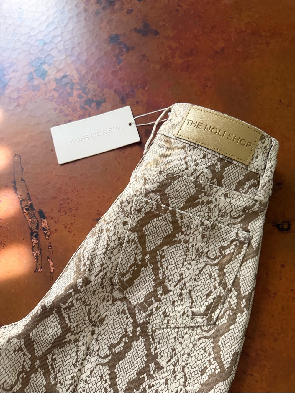 Noli Aria Coated Flare Jean - Gold Python - Picture 6 of 8